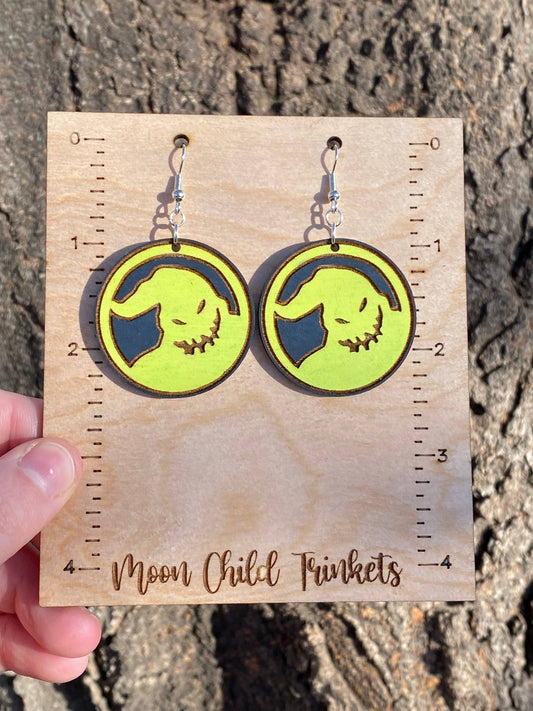 Oogie Boogie Hand Painted Wood Dangle Earrings