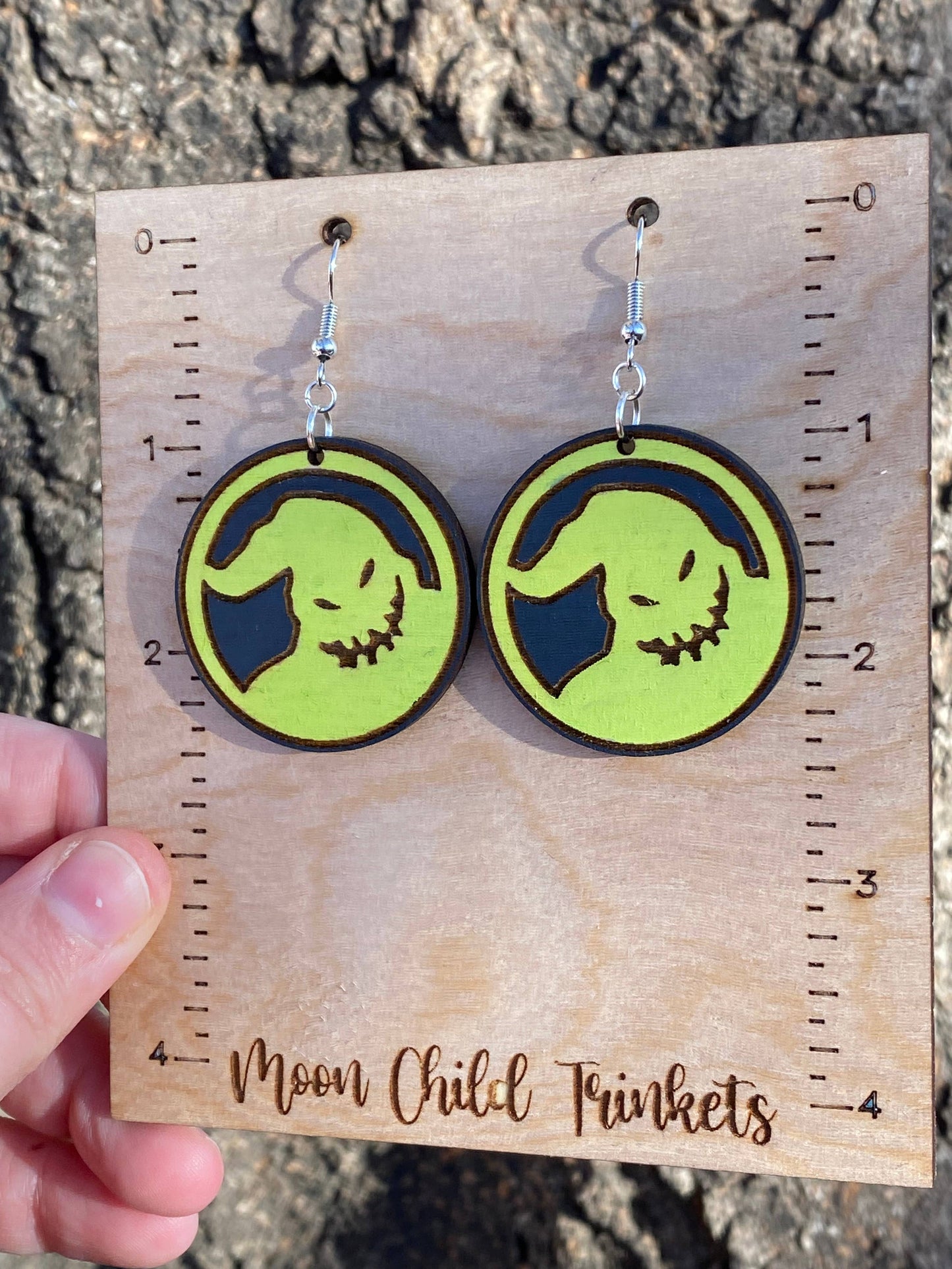 Oogie Boogie Hand Painted Wood Dangle Earrings