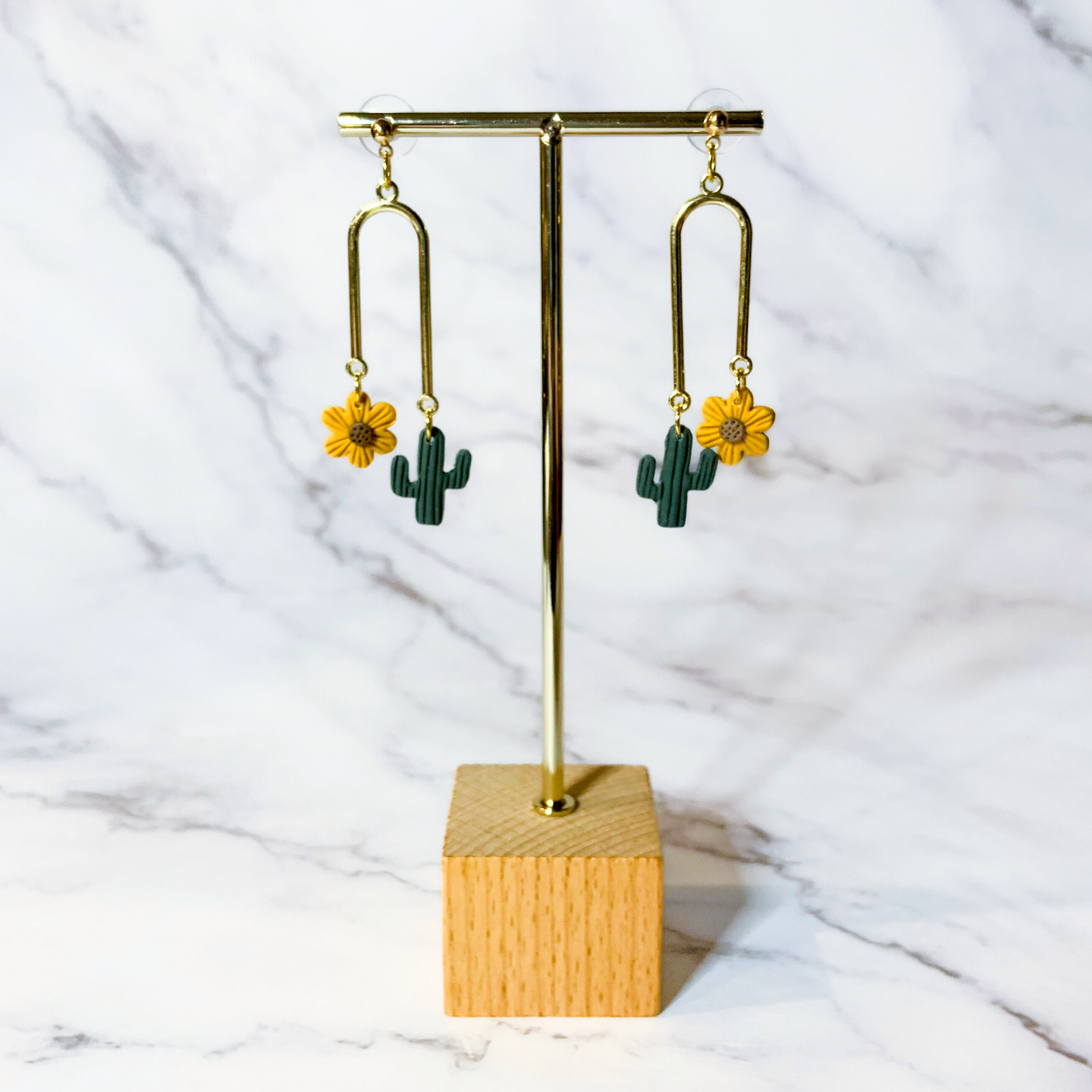 dangling cactus earrings