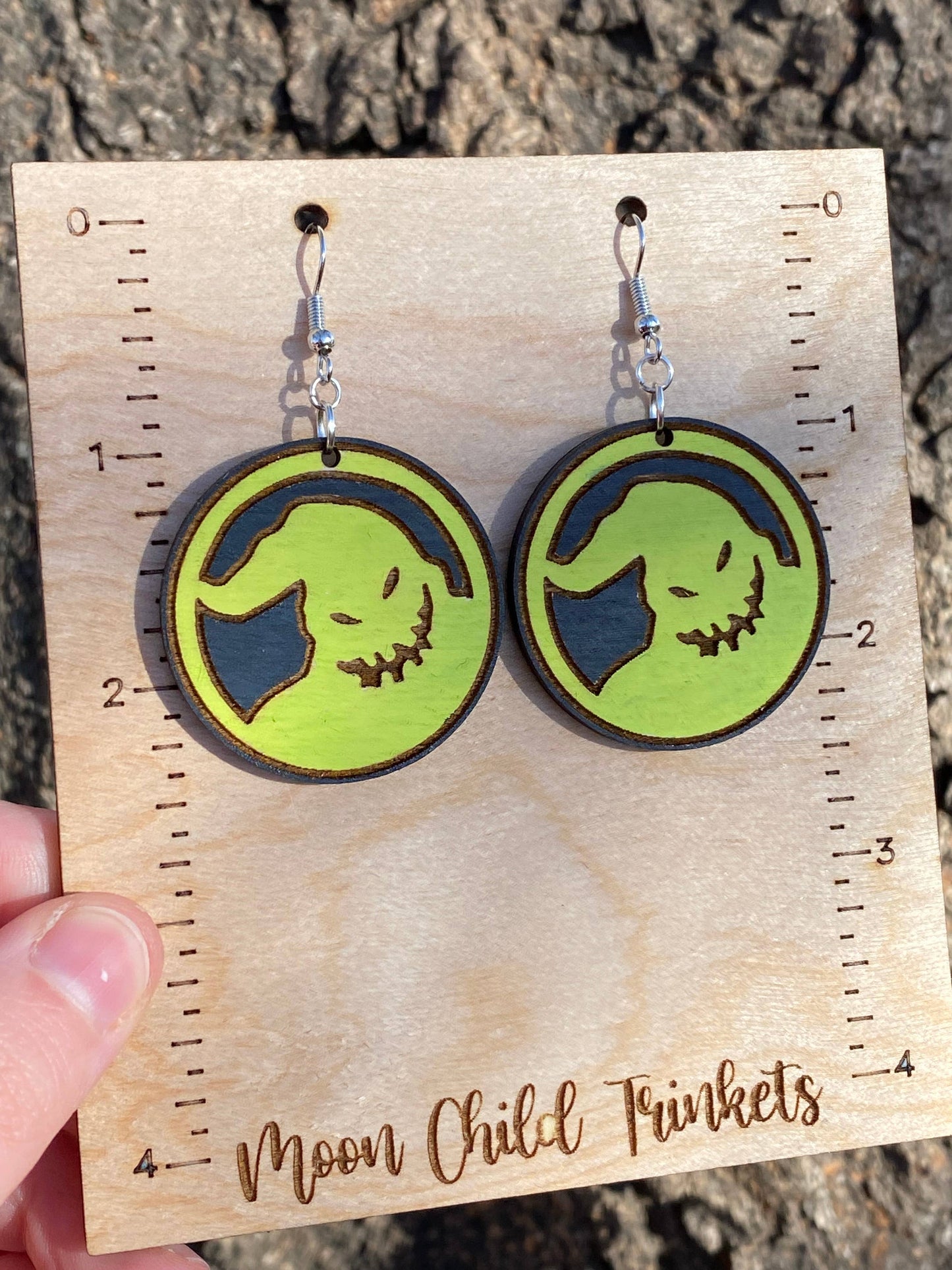 Oogie Boogie Hand Painted Wood Dangle Earrings