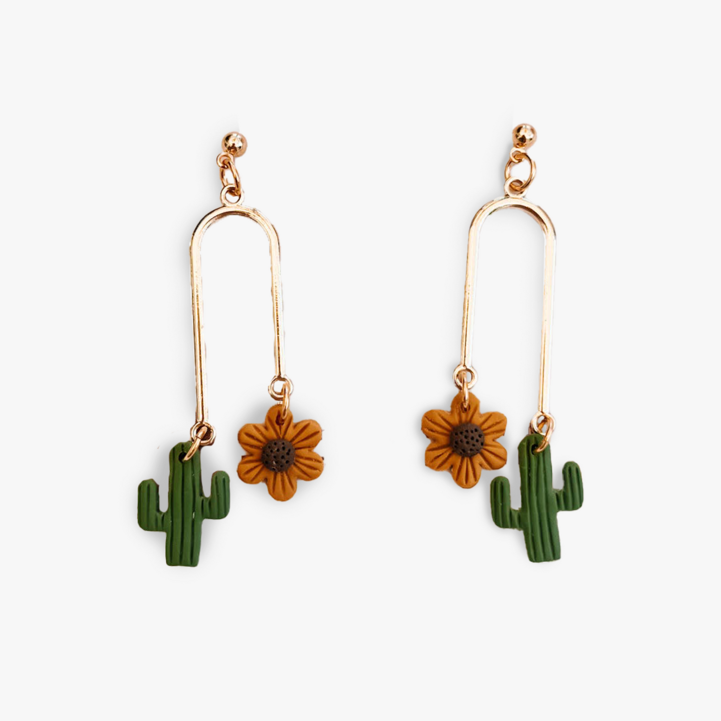 sunflower cactus earrings